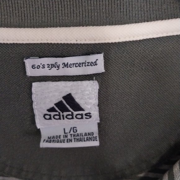 ADIDAS Polo Golf Shirt Men's Large Green Stripes 60s 2ply mercerized cotton - Picture 8 of 11